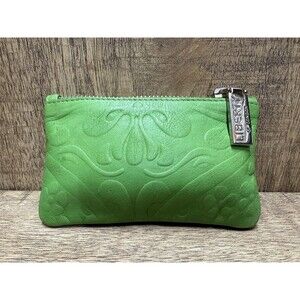 Liberty of London small coin purse green leather embossed wallet